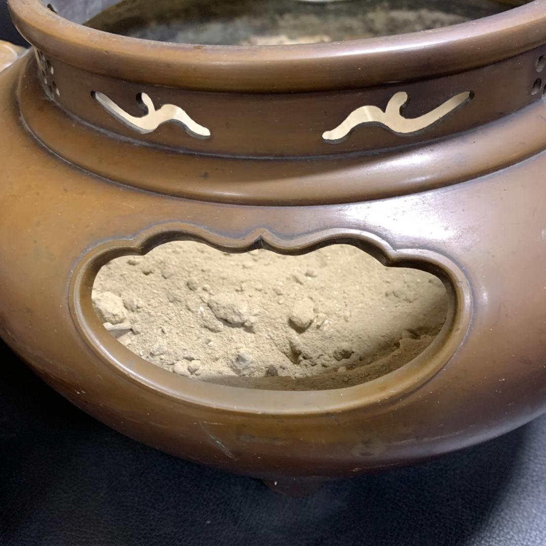 当時物 茶道具 唐銅鬼面風炉釜 丸釜 昭和レトロ アンティーク 骨董品