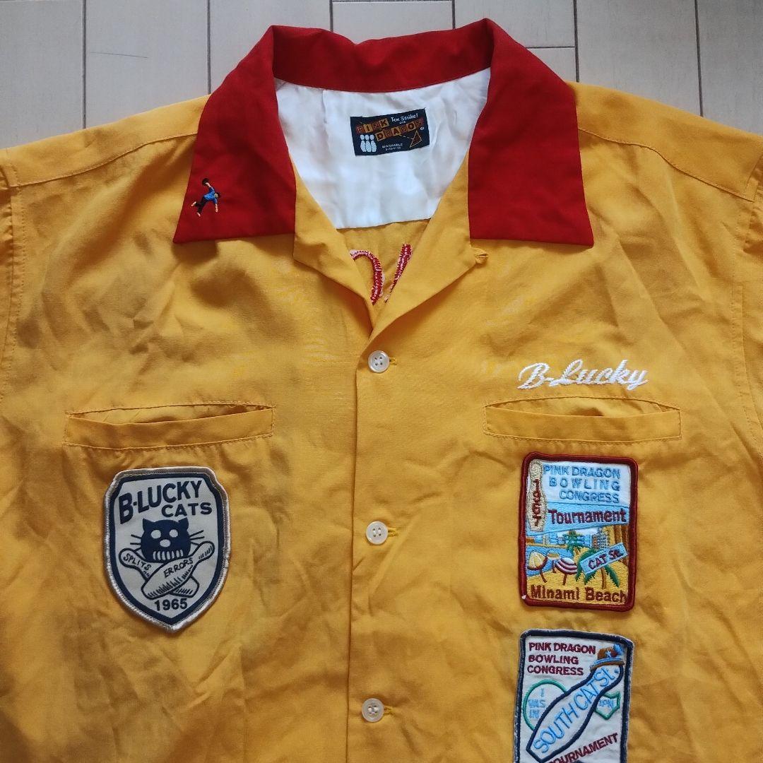 90's PINK DRAGON ピンクドラゴン日本製ボウリングシャツ