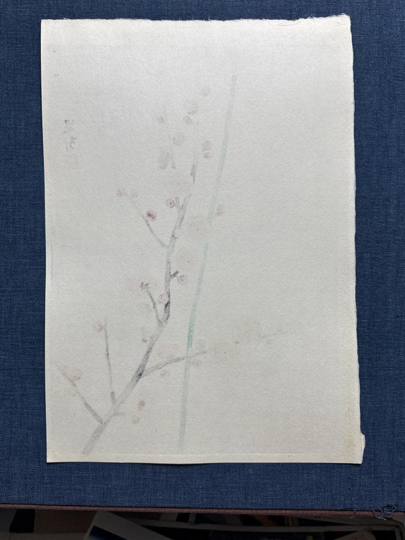 希少！三輪晁勢 木版画　「松竹梅の図の内　梅の図」