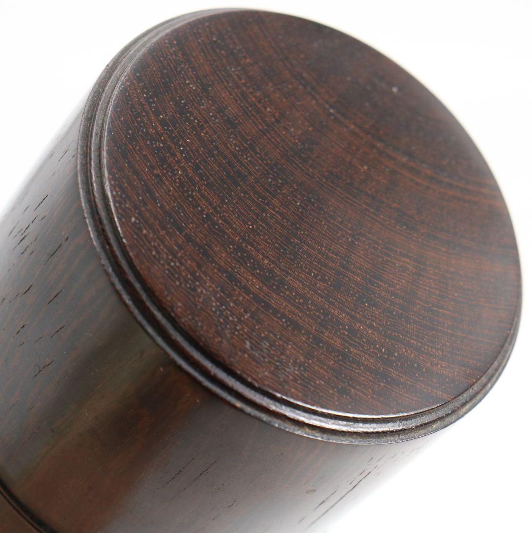 黒檀 中次 薄茶器 茶道具 共箱　V917　N7