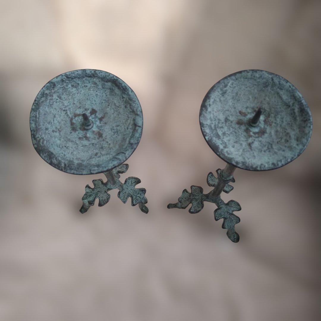 ✰レアなブロンズ製アンティークキャンドルスタンド2点セット