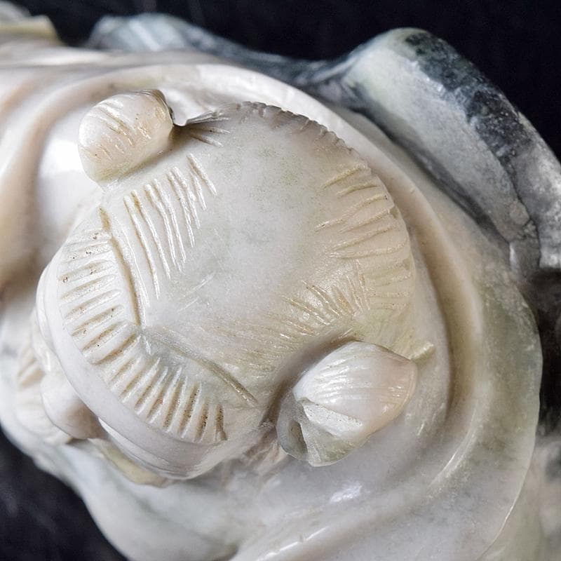 中国　玉石翡翠彫刻　福禄寿像　置物　約1280g　M　R8298