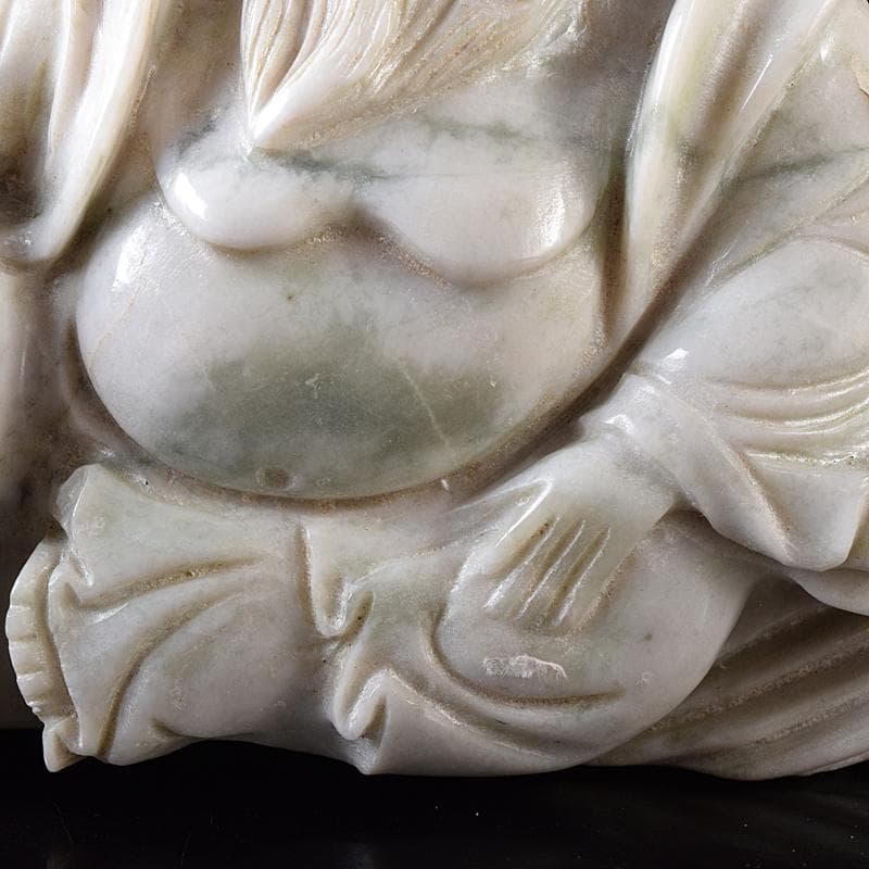 中国　玉石翡翠彫刻　福禄寿像　置物　約1280g　M　R8298