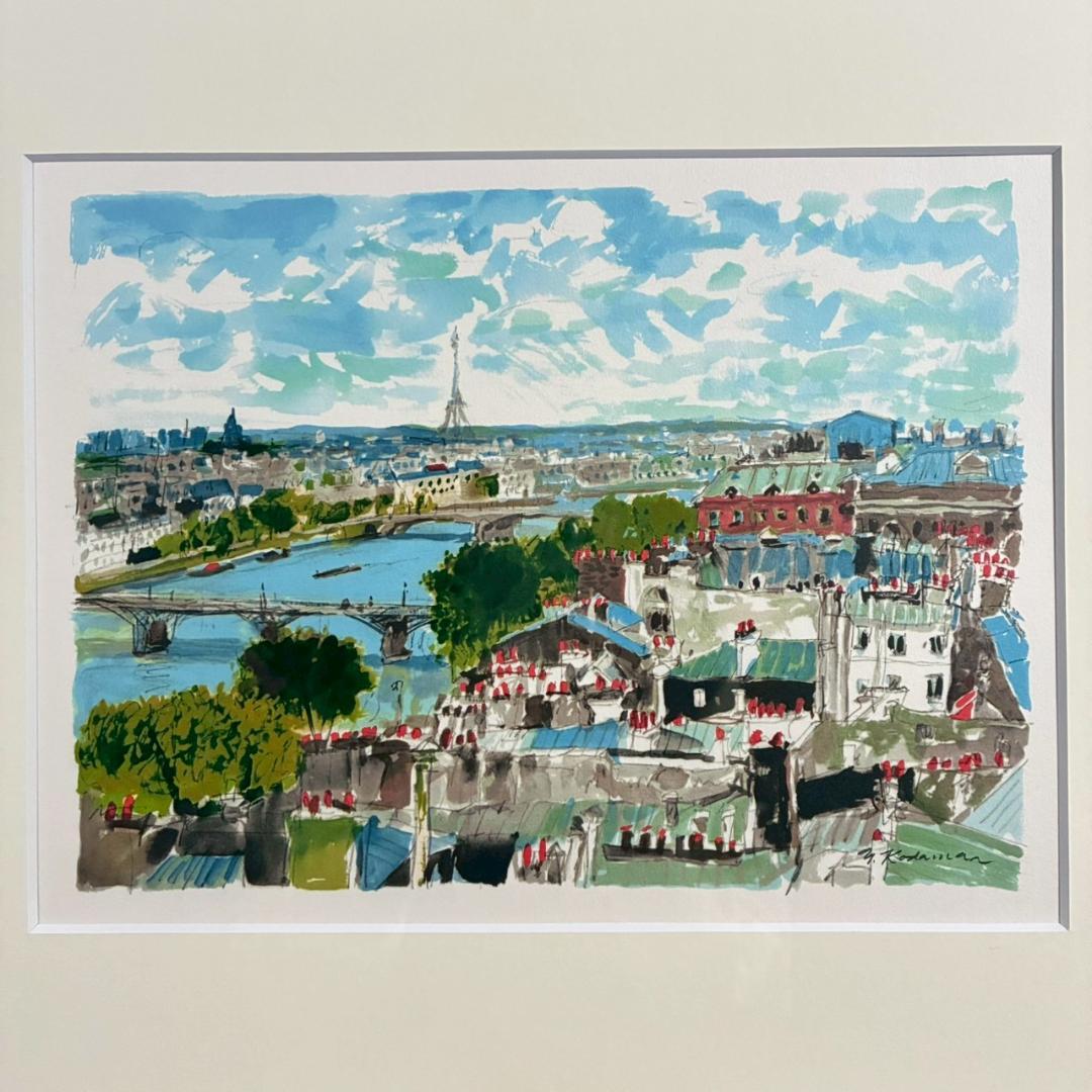 美品 児玉幸雄「エッフェル遠望」リトグラフ お洒落な額装 フランス パリ