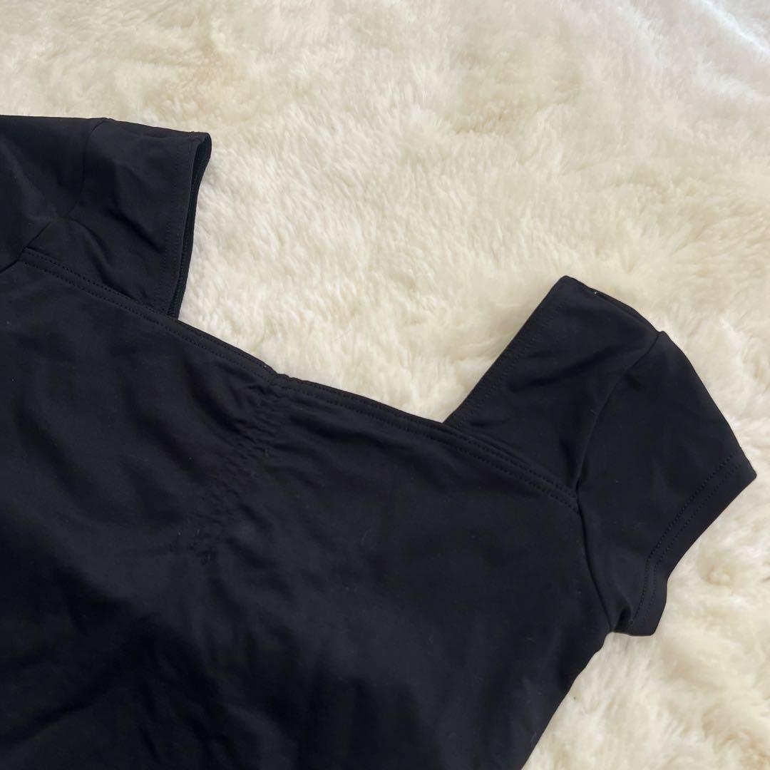二の腕隠し胸元ギャザー バレエ用レオタードTシャツ・スカートお得なMサイズセット