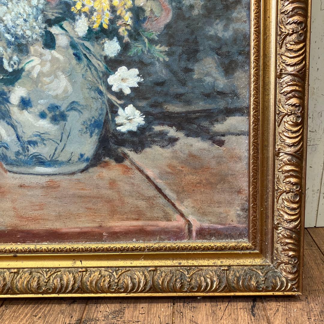 昭和レトロ ルノワール 春の花束 絵画 油絵 油彩画 複製画 静物画 春の花