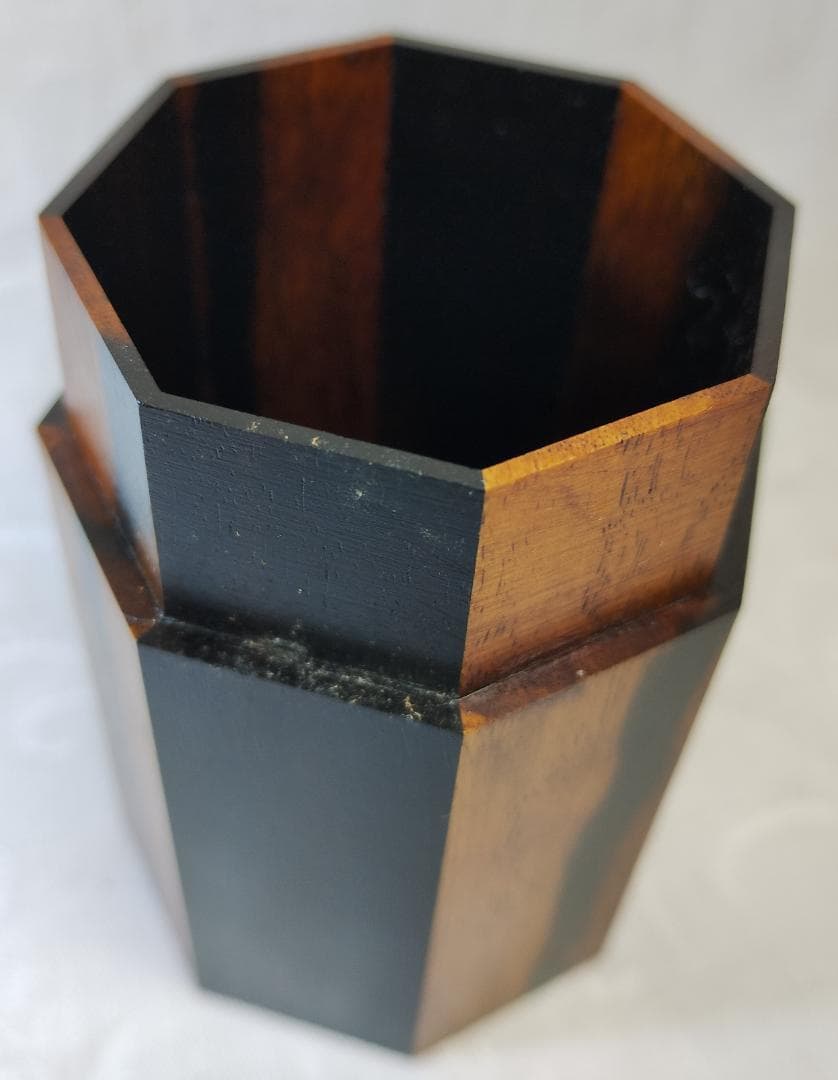 茶道具 川瀬表完 黒柿八角刻莨入 共箱