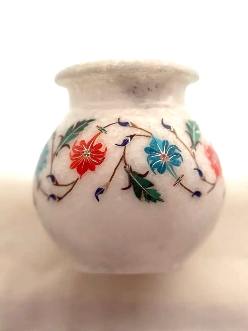 インド産　天然大理石細工　ベース　花瓶