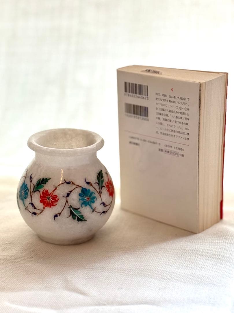 インド産　天然大理石細工　ベース　花瓶