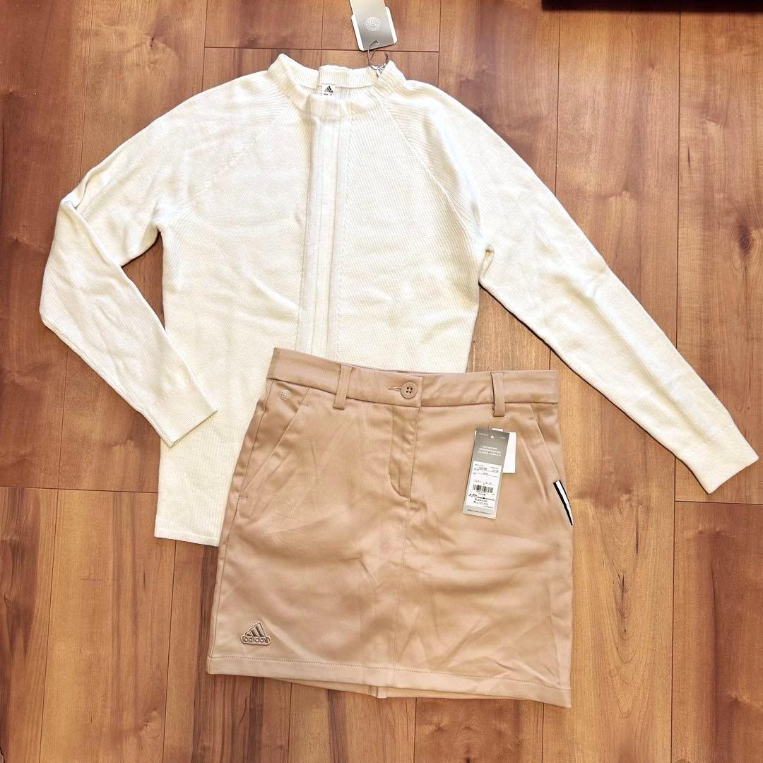 薄手ニット　ツイルスカート　ベージュ　春秋冬　セットアップ　スリーライン　新品