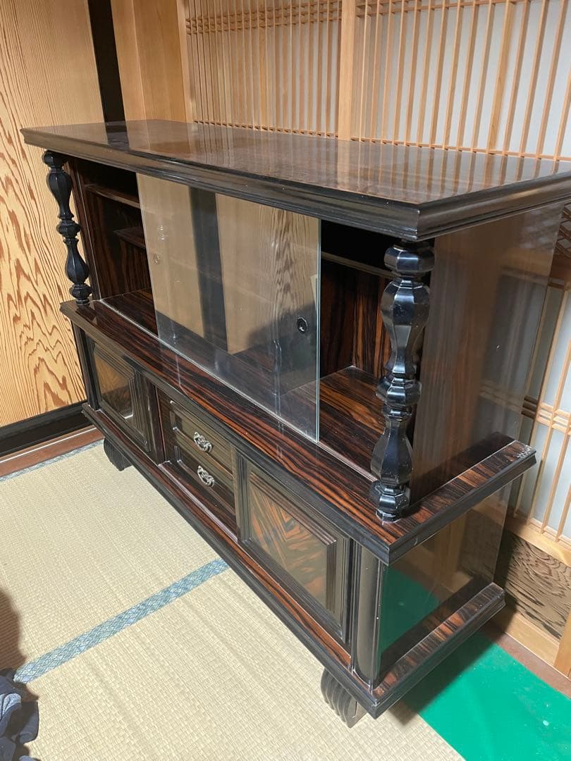 木製ガラスキャビネット、棚