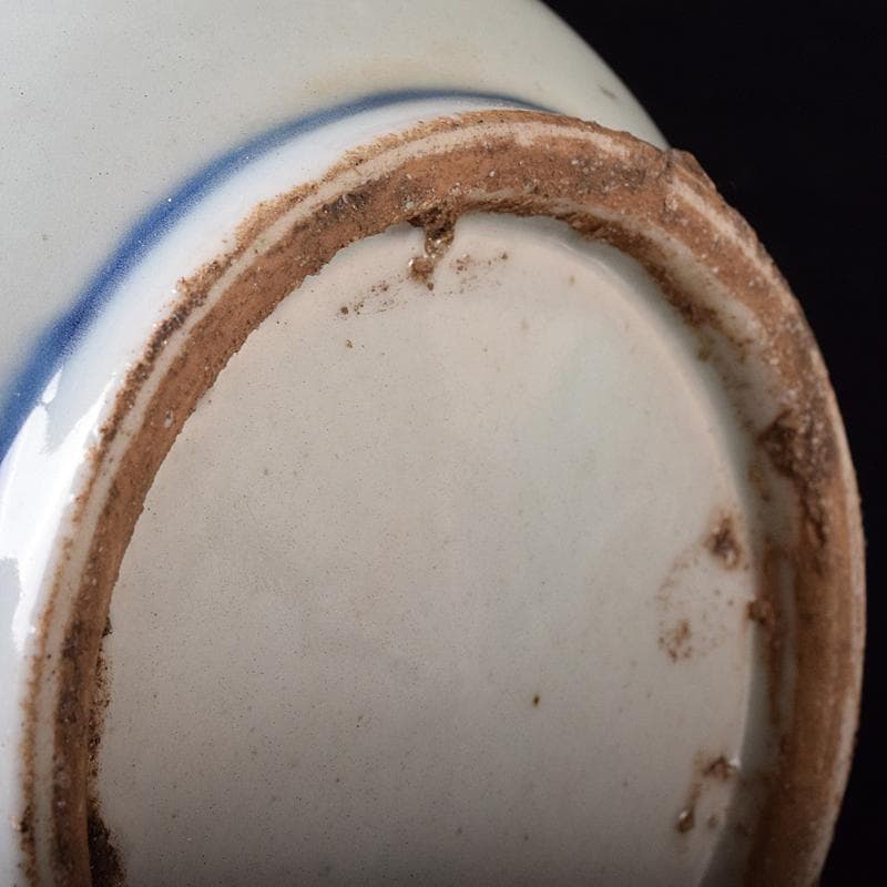 朝鮮美術　李朝　染付　蝙蝠花文　徳利　長顎瓶　時代箱付　M　R8385