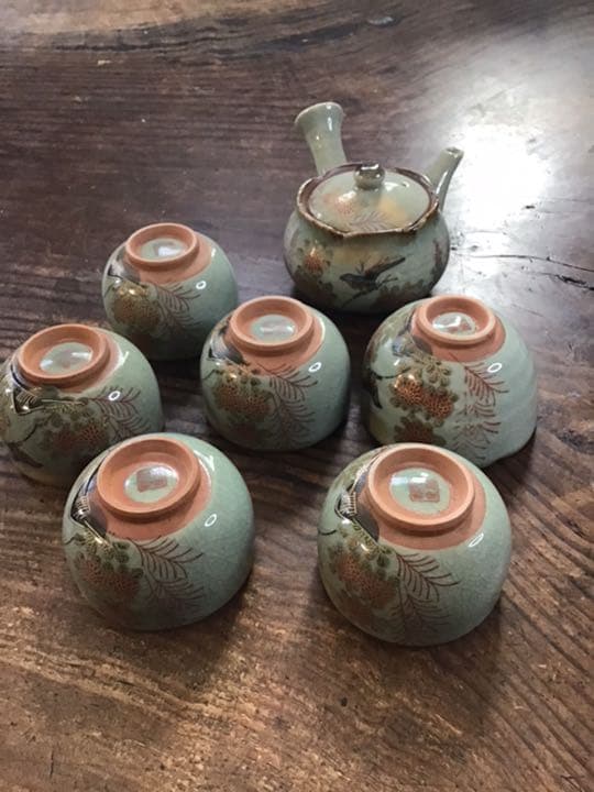九谷焼　邦泉　金彩花鳥図煎茶器　茶具