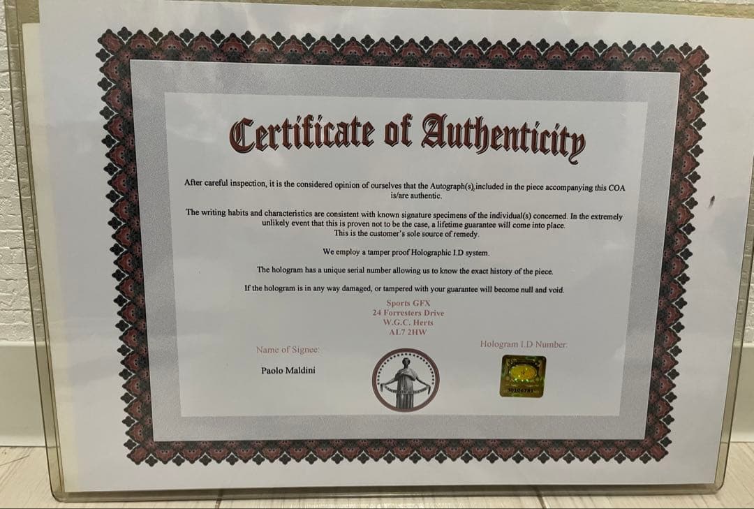 パオロ・マルディーニ選手　直筆サインパネル