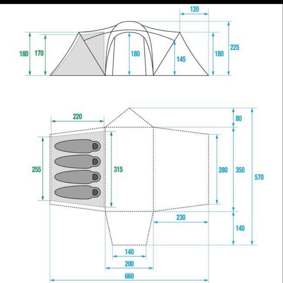 ノースフェイス　ノーチラス4×４　ルーフプリント、フットプリント付2ルームテント