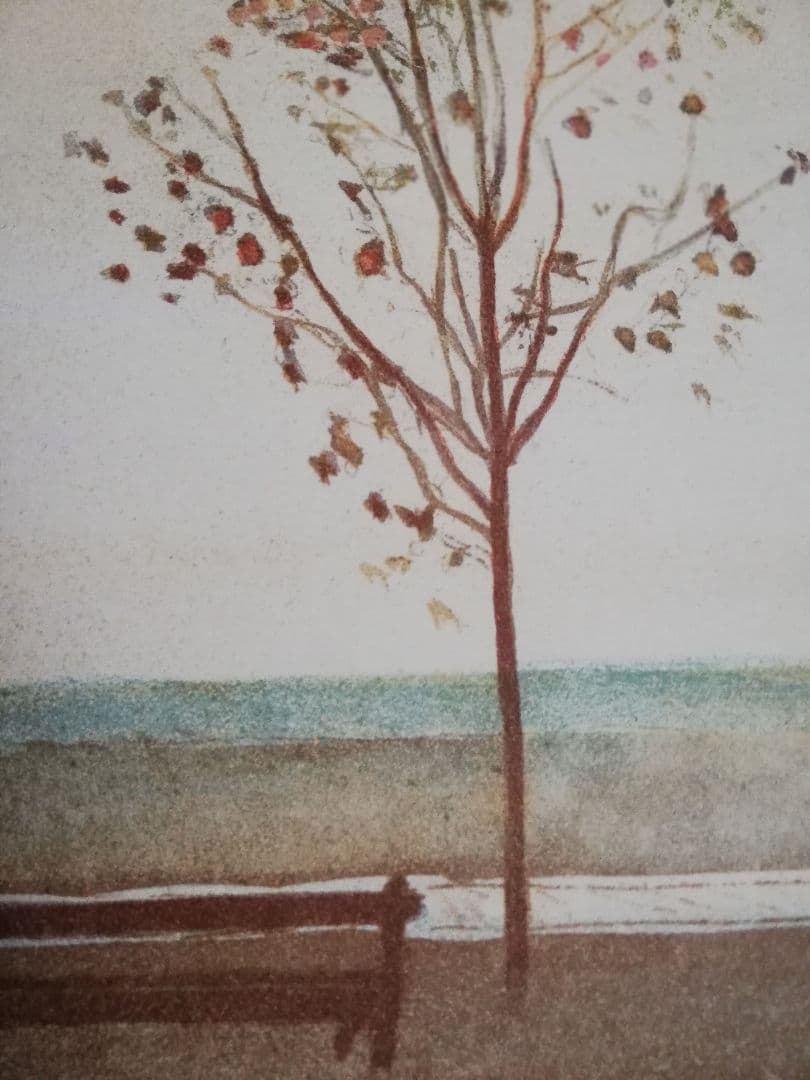 アート579　「浜辺(サンフランシスコ)」　チェコのリトグラフ(石版画)