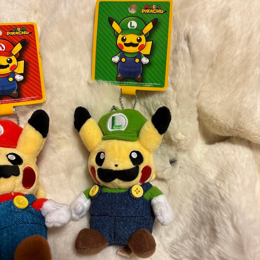 ポケモンセンター　マリオピカチュウ ルイージピカチュウ マスコットぬいぐるみ