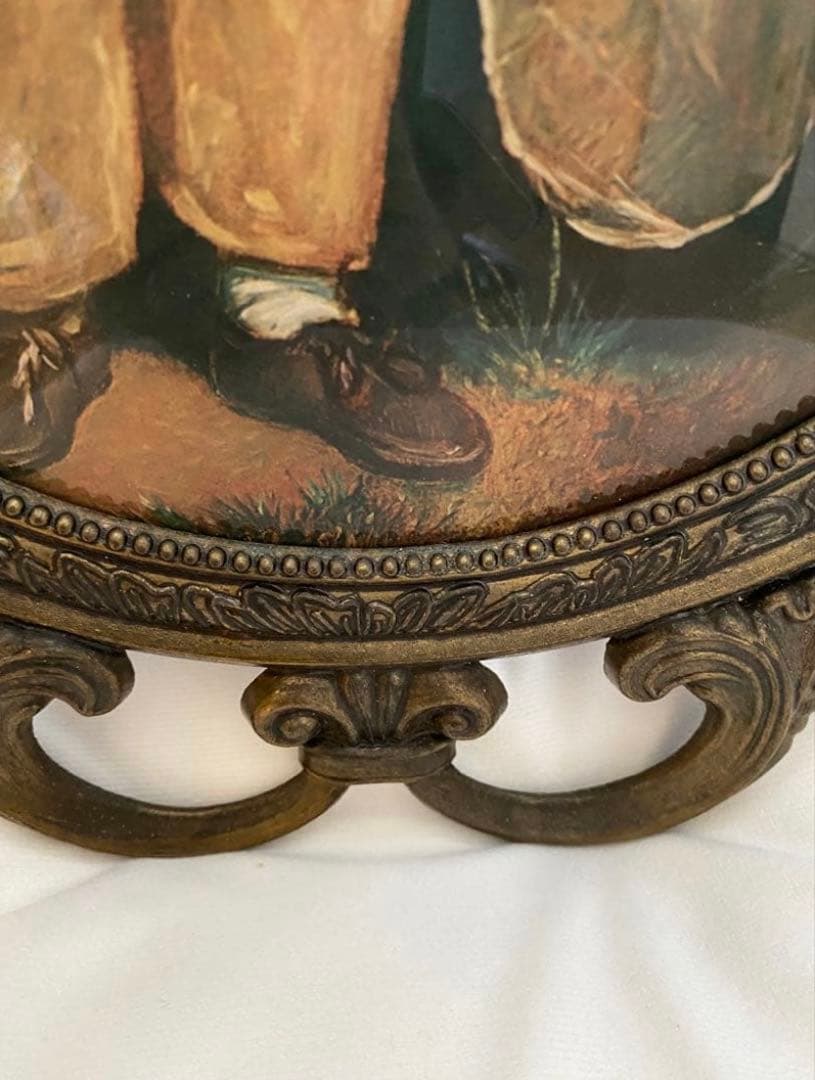 犬を抱いた少年　額装　Italy製