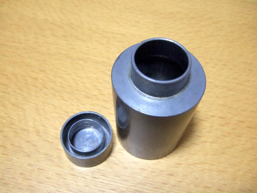 英祥堂造 古錫 錫製 筒型茶入 茶心壺 茶壺 約269g / 煎茶道具 茶器