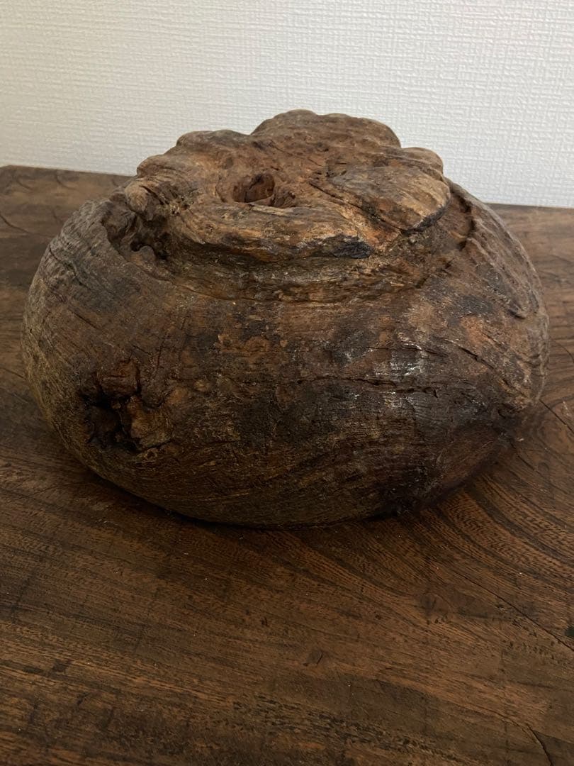 1930年代 古道具坂田 購入 アフリカ チーク削り出しハンドメイドボウル 祭器