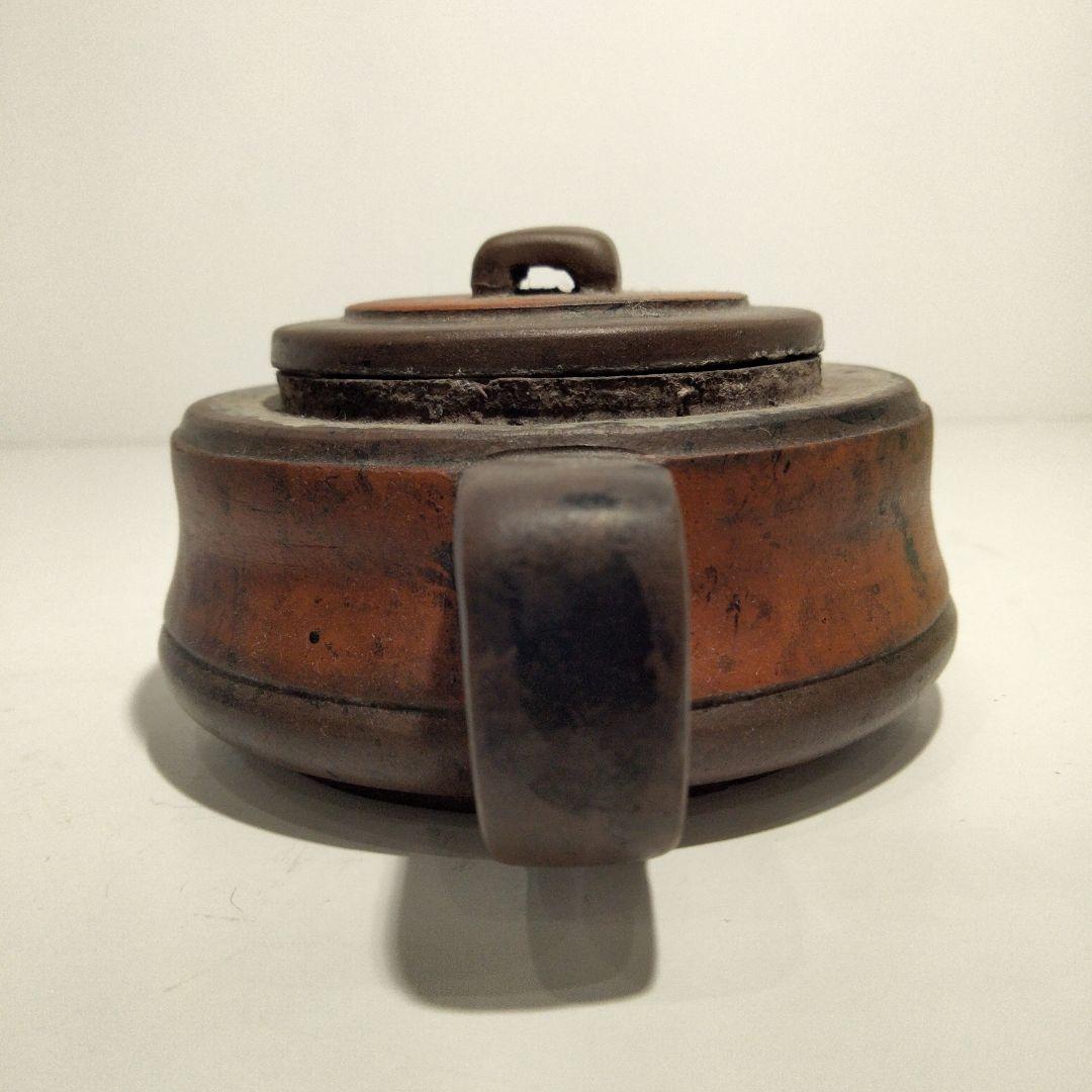 M135-3 清朝期 万豊順記款 (萬豊順記) 平底 紫砂壺 朱泥壺 紫砂急須