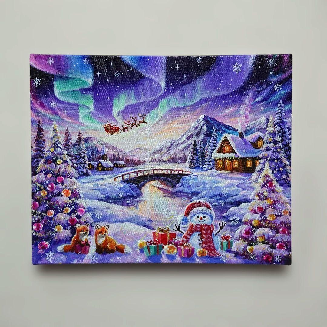 k*☆様 【オーロラの煌めき】アクリル画 F3 風景画 絵画