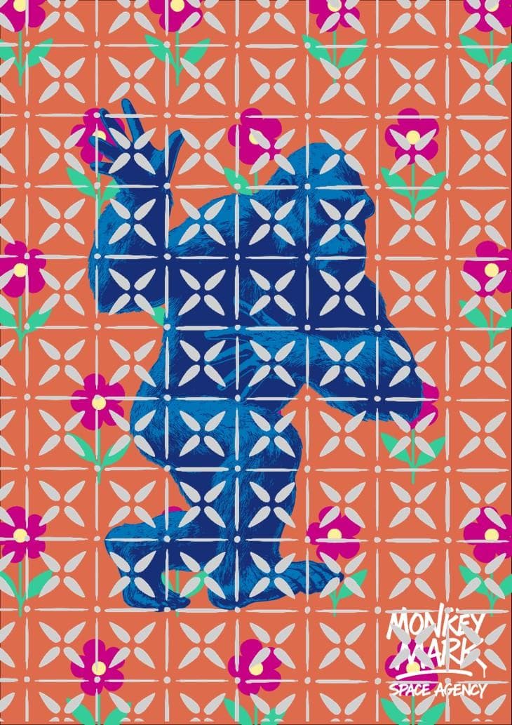 MONKEY MARK ポーズするブルーゴリラ A1サイズ