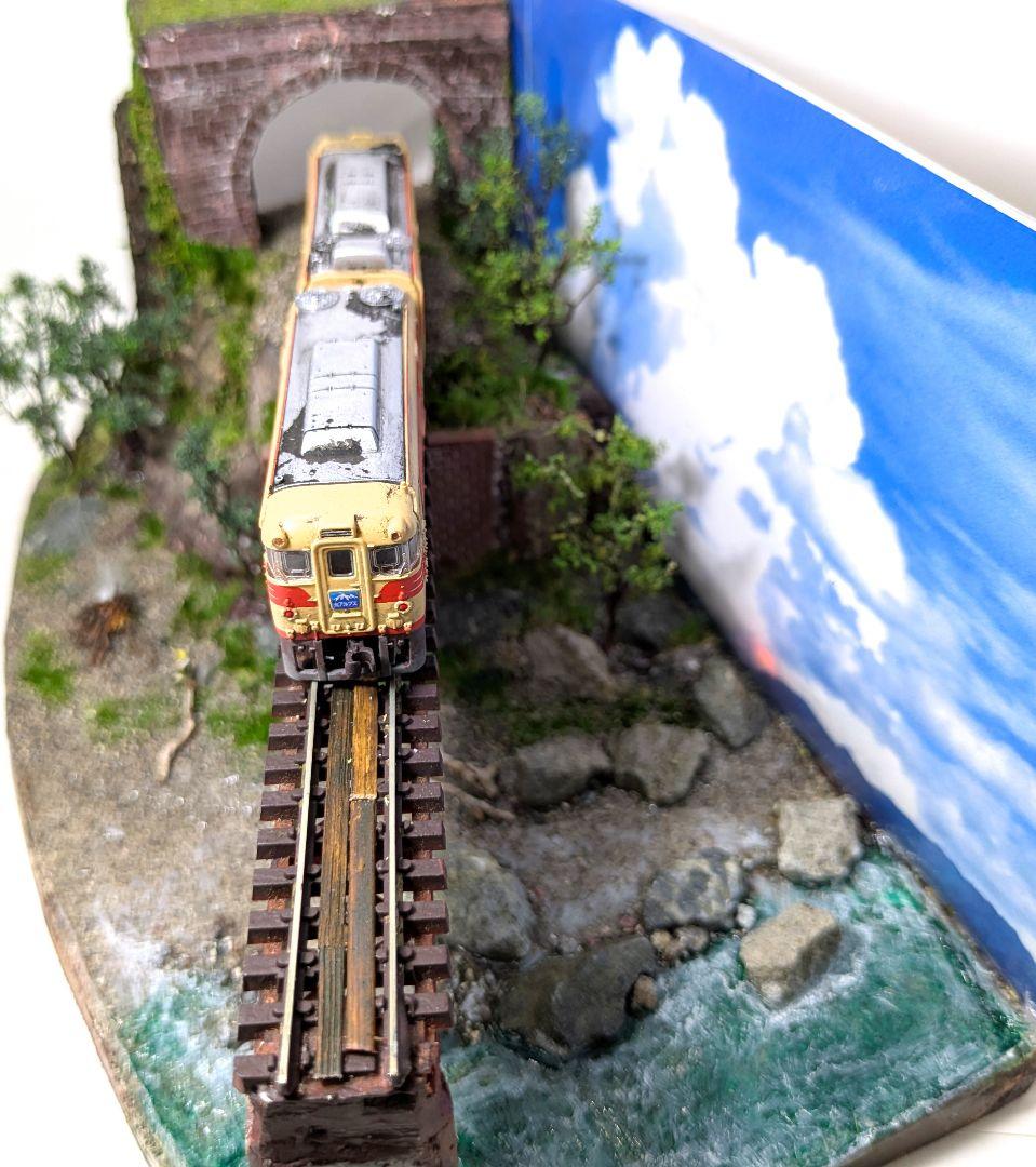 Nゲージ・ミニジオラマ　夏の旅〜渓流を渡る【商談品】