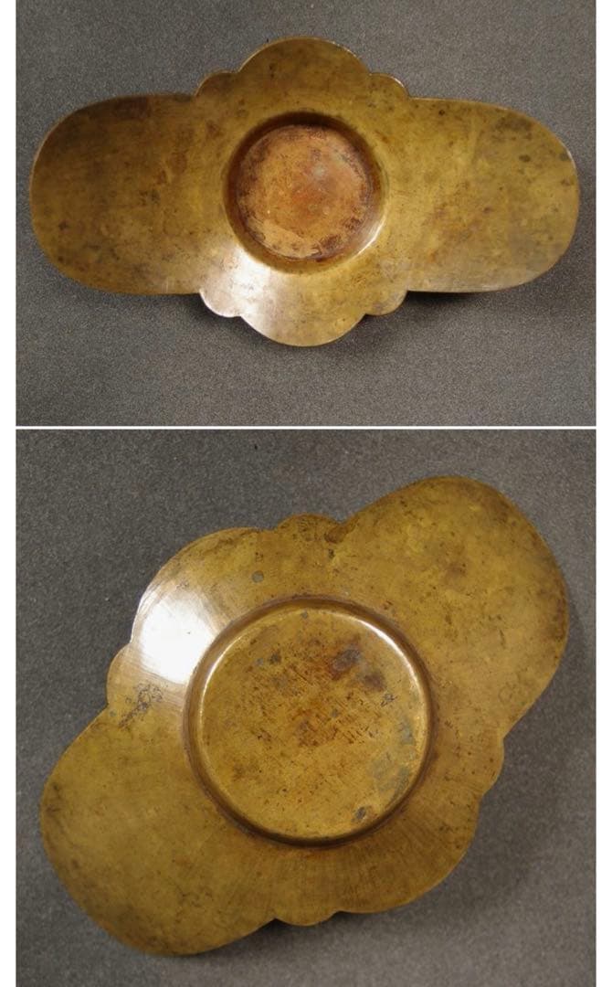 送料無料　手作り黄銅/真鍮茶托５客　煎茶道具　中国古玩