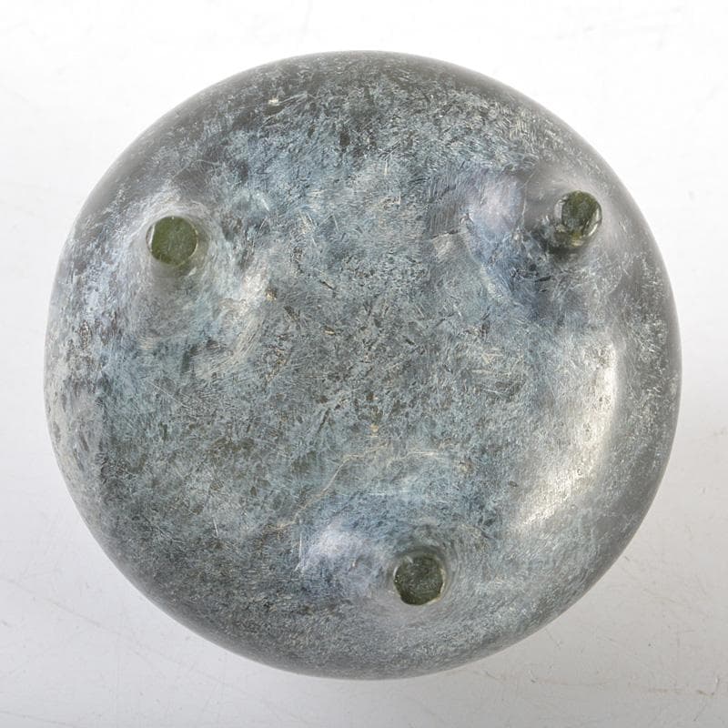 中国　玉石碧玉　三足沖耳爐　香炉　V R6135E