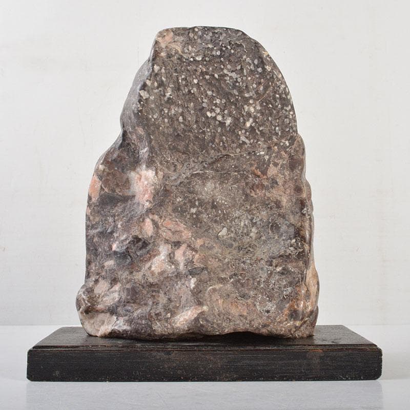 天然石　鑑賞石　置物　重さ約5kg　唐木台付　V　R6544