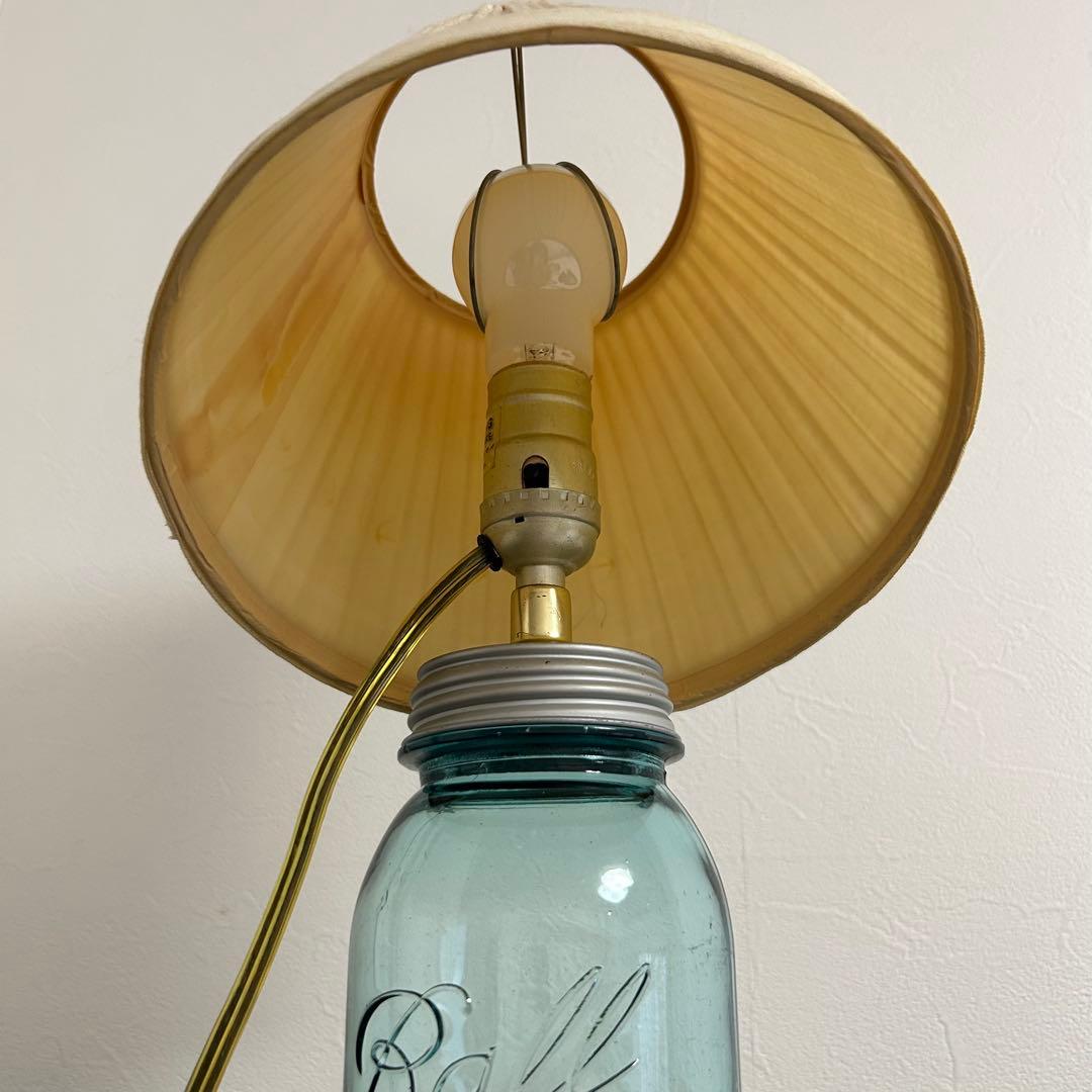 美品【メイソンジャー　シェード付テーブルライト】ヴィンテージ【プレ付】カントリー