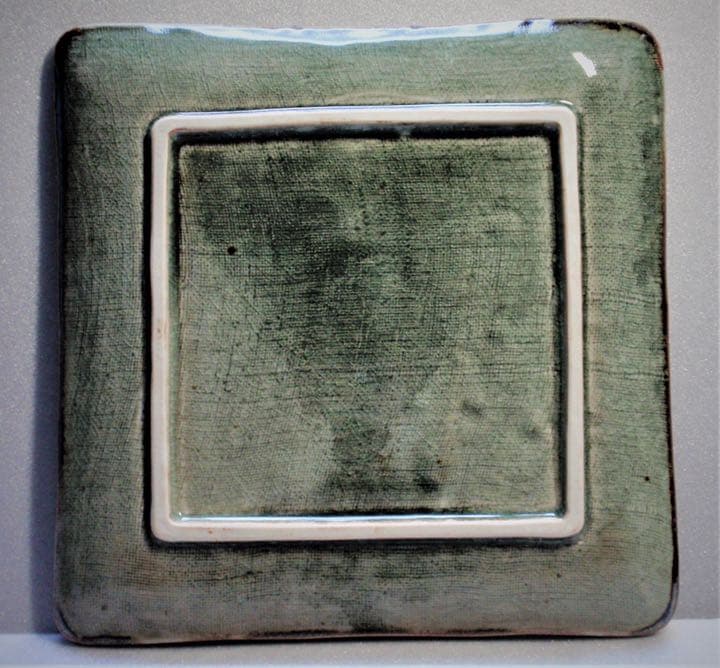 織部焼　青織部　瀬戸赤津焼　菓子器揃　角皿1客・銘々皿５客組