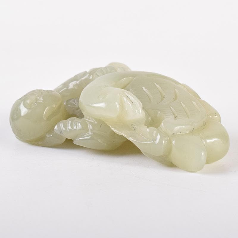 中国　玉石彫刻　人物白鳥刻　根付　置物　C　7887E