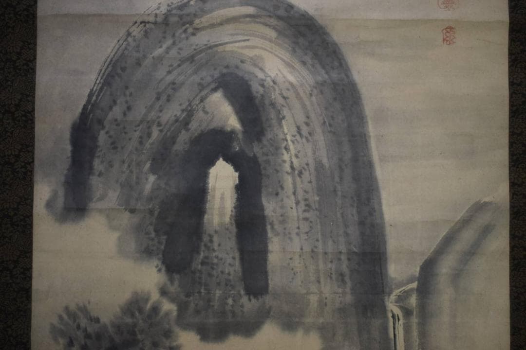 真作/谷文晁/山水図/大幅/源覚三の桐極箱付/布袋屋掛軸HG-752