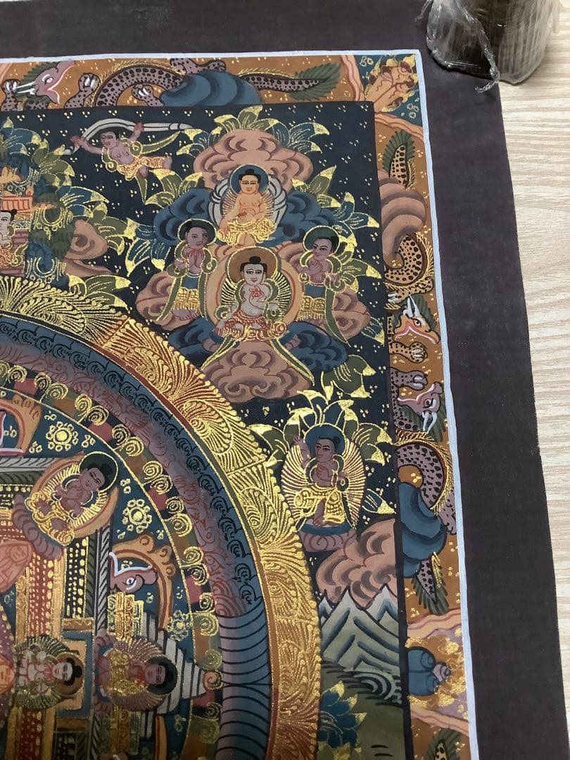 《 チベット密教　新品　1点物 》 手描き　曼荼羅　仏陀　釈迦　仏画　仏教　e2