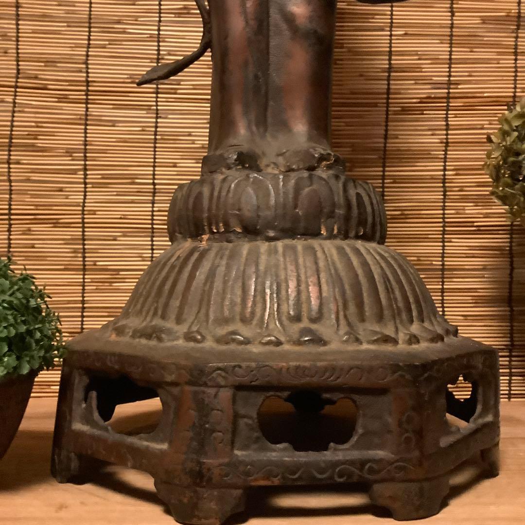 朝鮮・三国時代「百済・観世音菩像」高句麗・新羅・百済・天平・銅鉄・特大