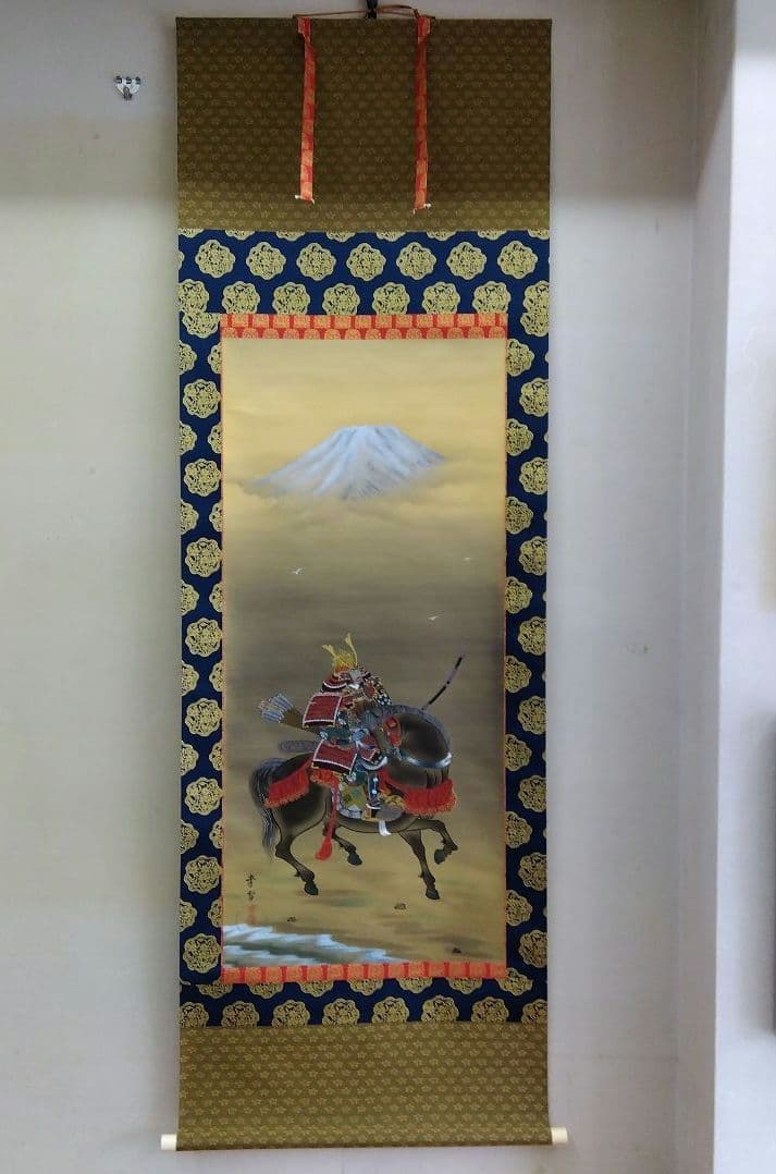 掛け軸　武者　国井 幸雪