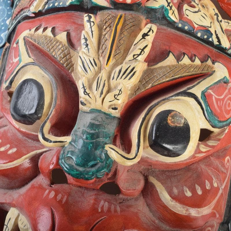 バリ島　インドネシア　彩色木彫　面　壁掛　N　9207A