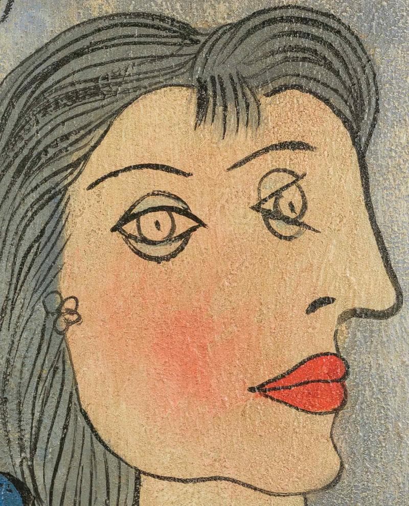 ピカソ　ミクストメディア　肉筆『婦人像』表サイン　鑑定証　F6号　額装　b809