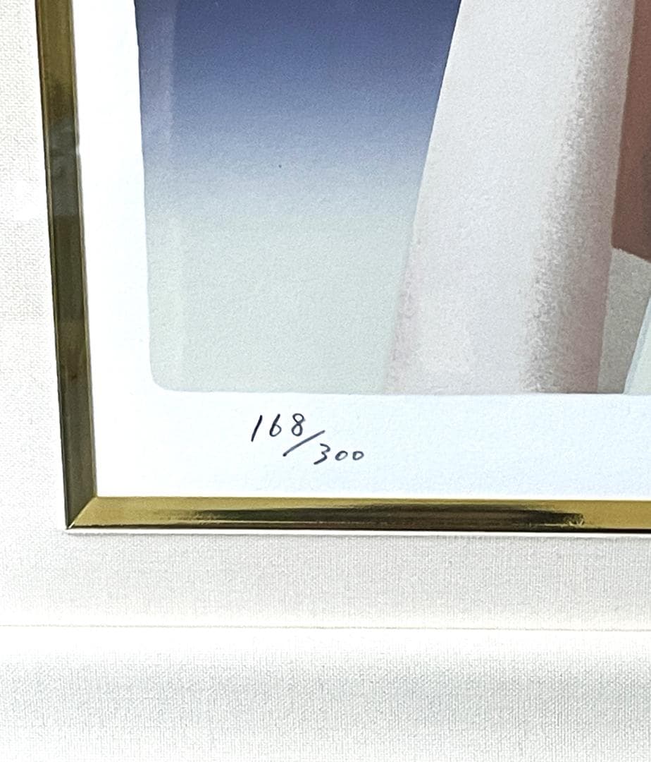 東郷青児 【赤い塔】 シルクスクリーン　 直筆サイン　 印章有り