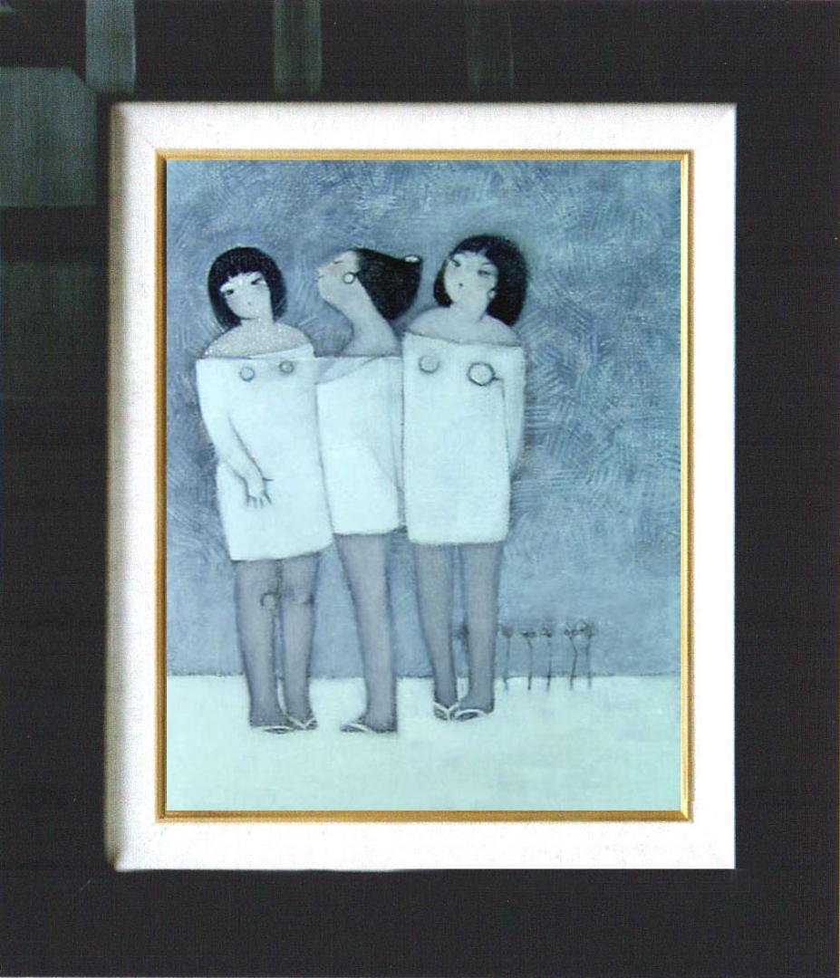 油絵 菅家令子 絵 絵画 インテリア F4-142023 女性像 雪国の子供たち