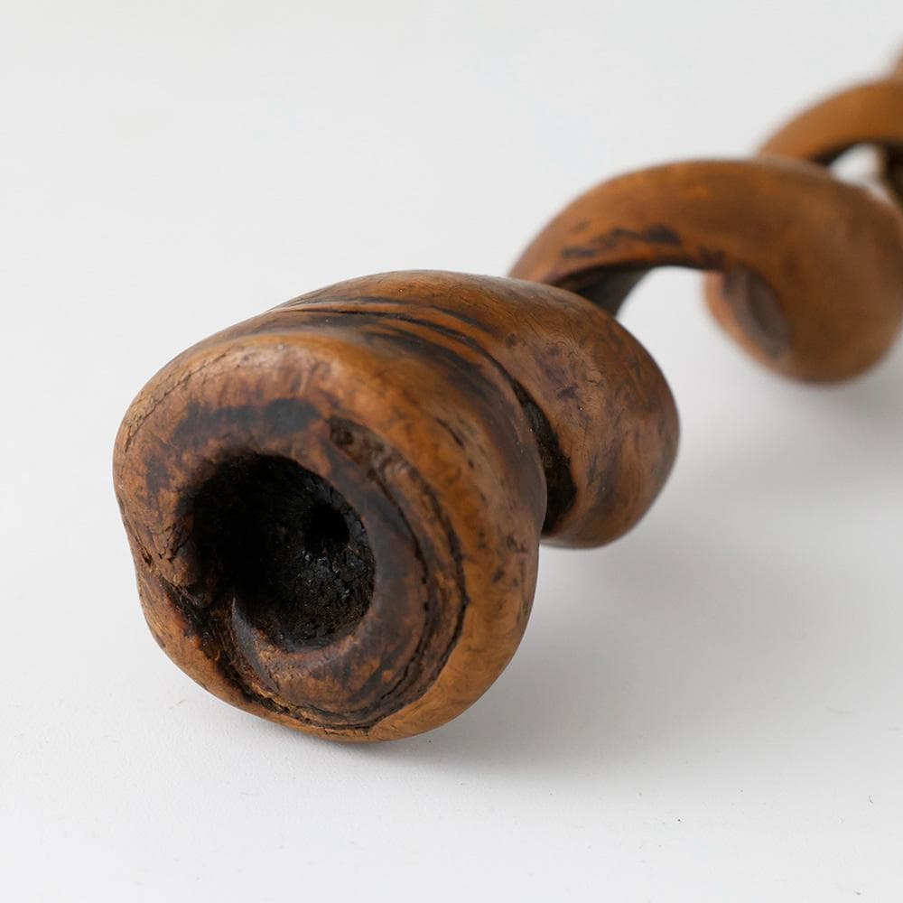 時代 提げ物 塊木瘤木 煙草入れ 螺旋捻り上げ煙管筒 龍図七宝緒締 煙管付 一式