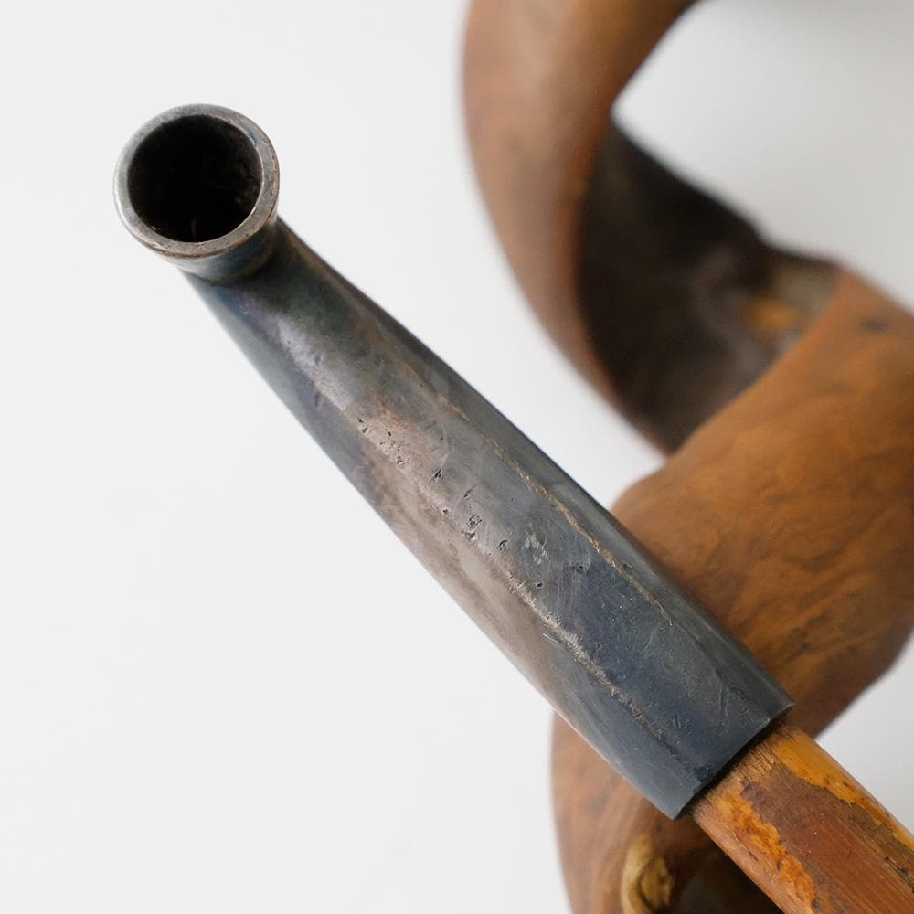 時代 提げ物 塊木瘤木 煙草入れ 螺旋捻り上げ煙管筒 龍図七宝緒締 煙管付 一式