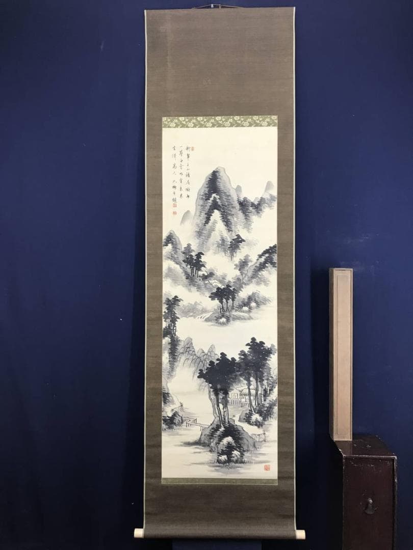 真作/杉渓六橋/山水画賛/山水図/掛軸/名家伝来/AD-832