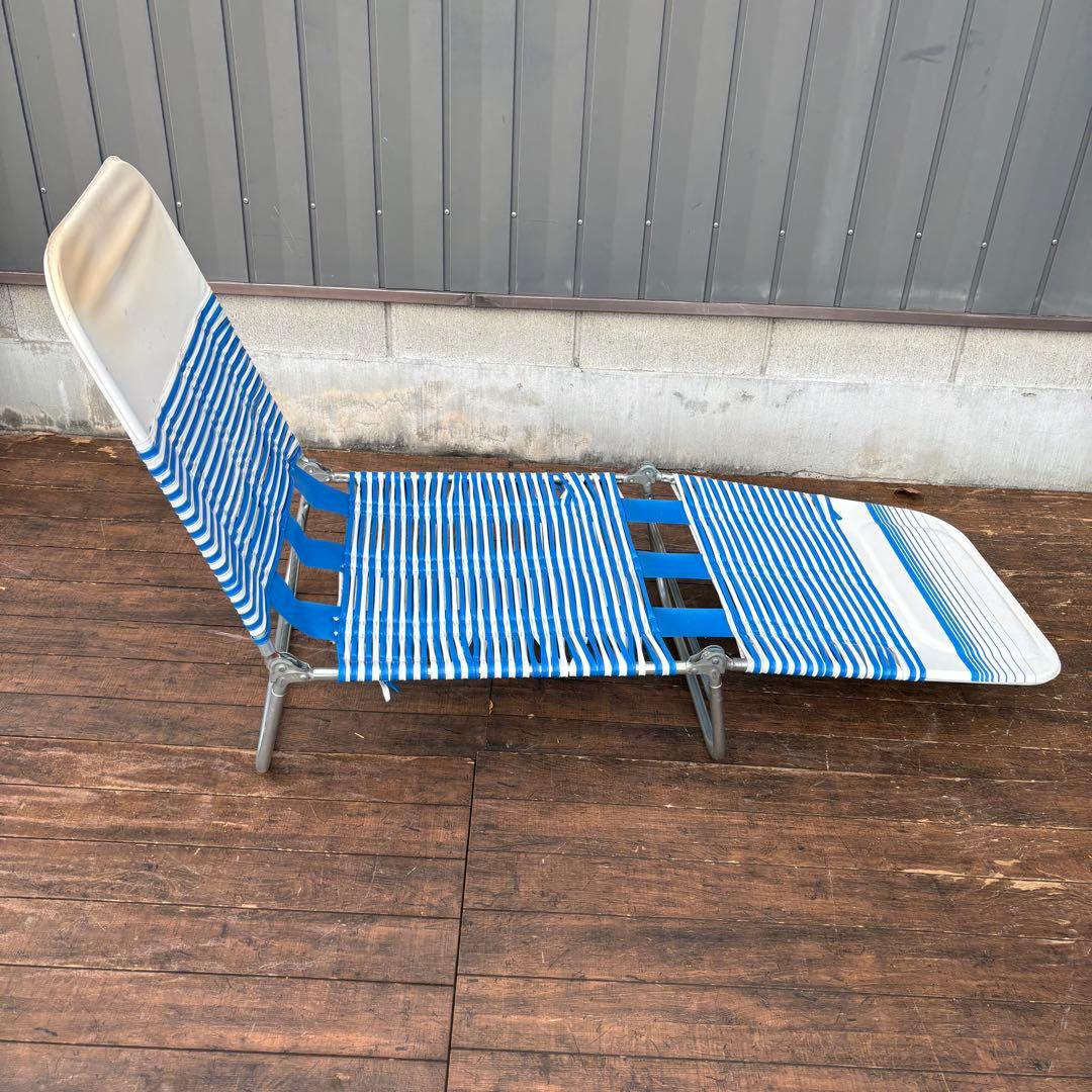 昭和レトロ ビーチチェア サマーベッド リクライニングチェア アウトドア ベンチ