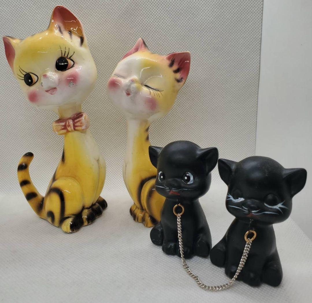 昭和レトロ 陶器 猫 うさぎ 置物 可愛いセット Retro Kawaii