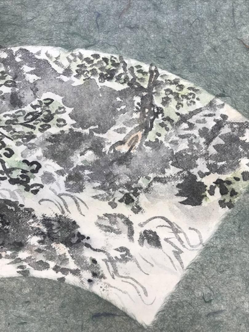 【真作】榊原始更/榊原紫峰（兄）/渓山図/山水図/扇面/掛軸☆宝船☆AD-553