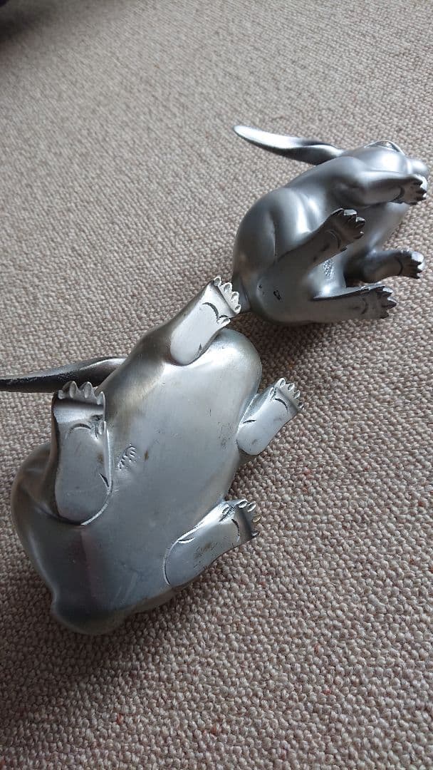 時代 鋳銅 兎 二羽 木箱入