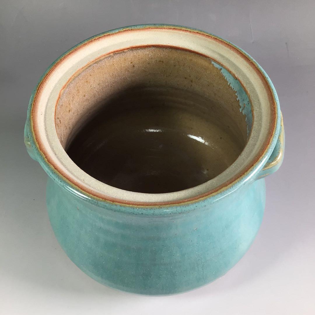 Ｒ６７　水指　『在銘』『青磁』『耳付水指』　木箱　茶道具